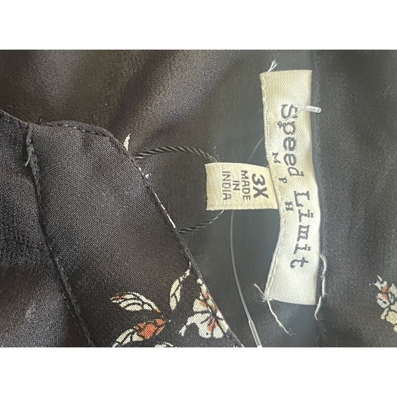 Speed Limit MPH Womens Black 3X Boho Short Sleeve MIDI Roll Tab Sleeve Dress - Picture 8 of 15